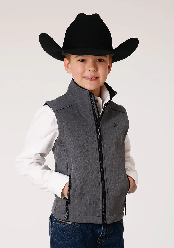 Midnight Madness Roper Boys Heather Grey Polyester Softshell Fleece Vest