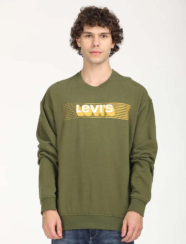 Exclusive Savings Men's Solid Green Crew Neck Sweatshirt