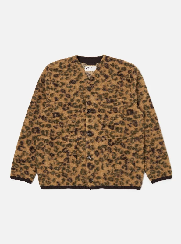 Exclusive Offers Universal Works Cardigan in Camo Leopard Fleece