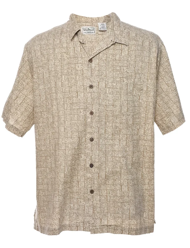 Deal Alert 1990s L.L. Bean Light Brown & White 1990s Shirt - L