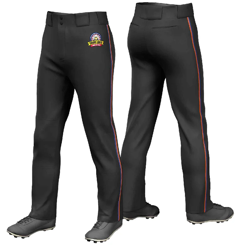 Today’s Deal Custom Black Royal-Orange Classic Fit Stretch Practice Loose-fit Baseball Pants