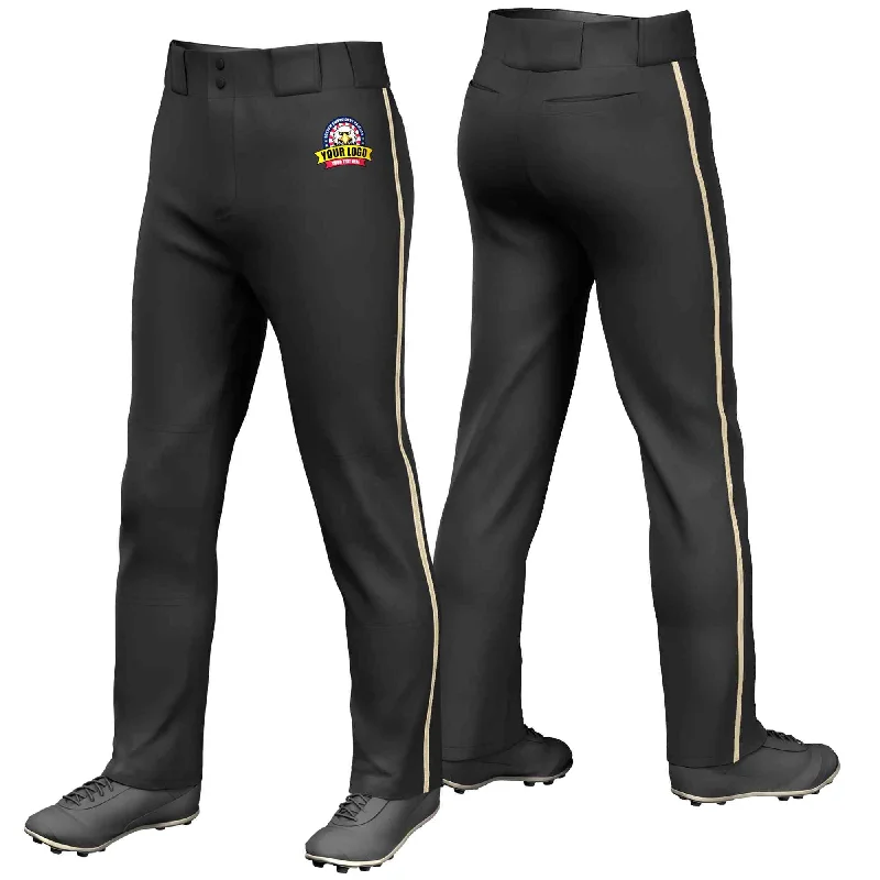 Deal of the Day Custom Black Khaki Classic Fit Stretch Practice Loose-fit Baseball Pants