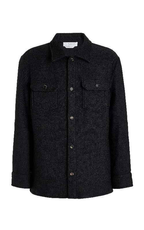 Savings Galore Fargo Overshirt in Charcoal Virgin Wool