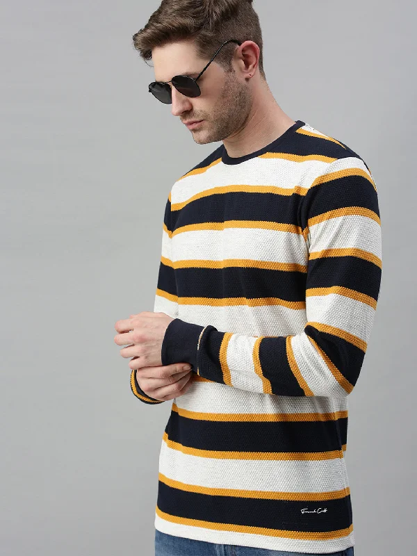 Final Markdown Men Striped White Sweatshirt