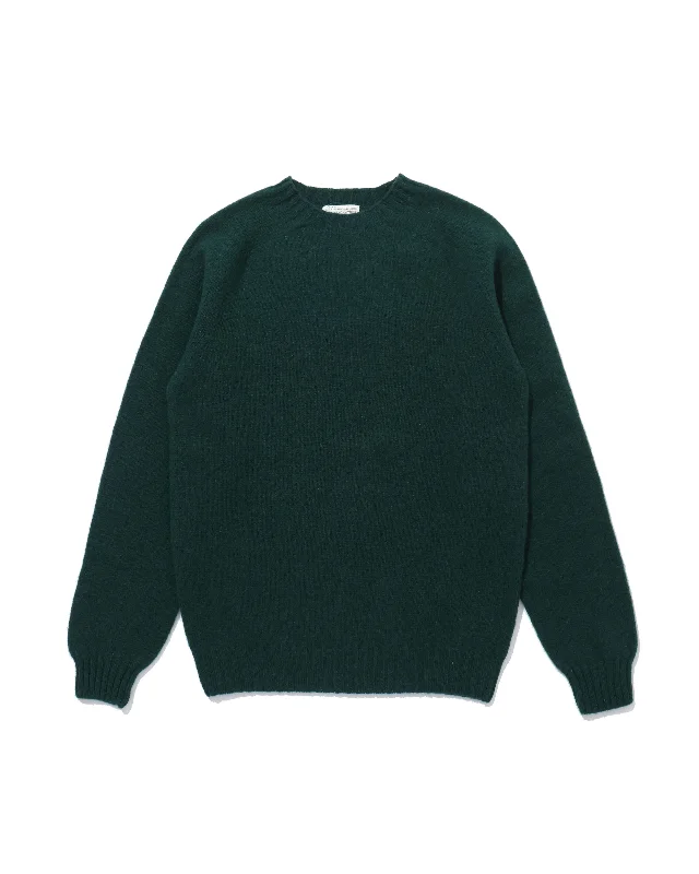 Limited Availability Shetland Crew Neck -FOREST-