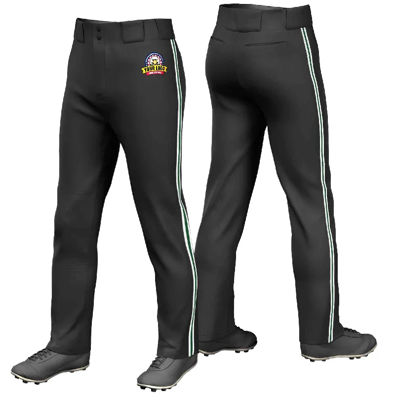 Savings Bonanza Custom Black White Green-White Classic Fit Stretch Practice Loose-fit Baseball Pants