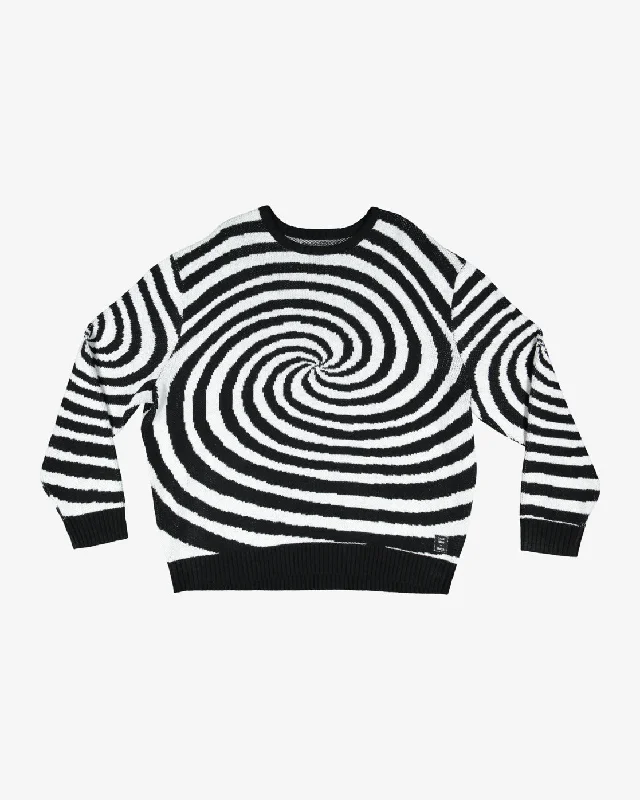 Instant Discount Spiral Crew Knit Crew Neck Sweater - Cloud