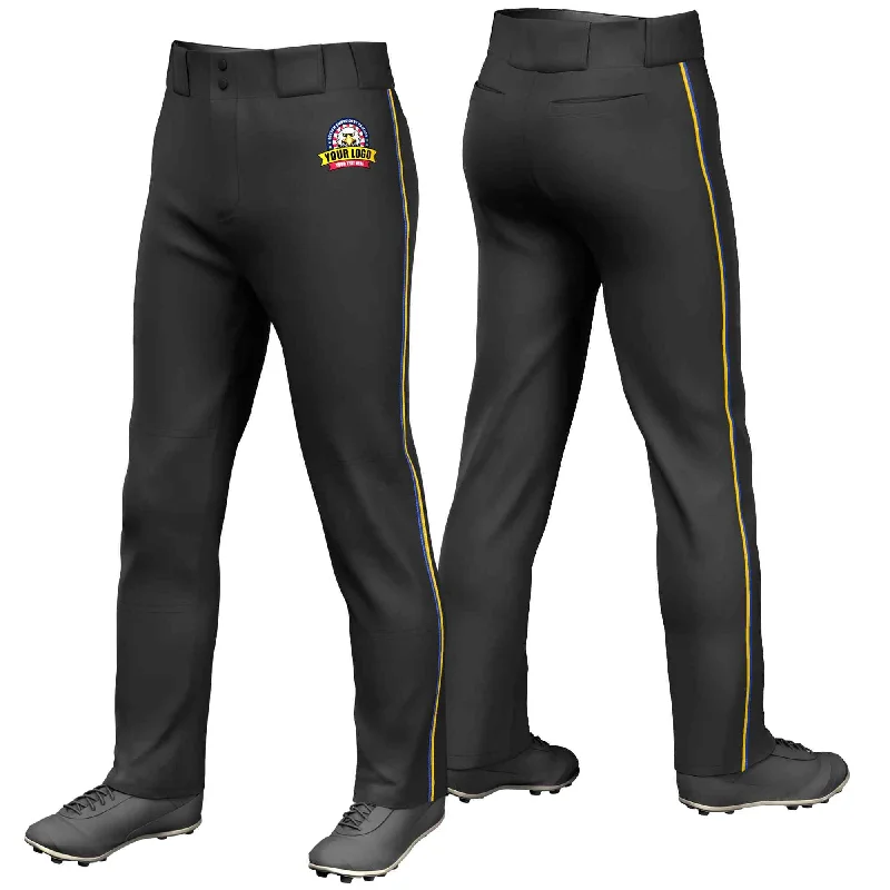 Special Discount Custom Black Royal-Gold Classic Fit Stretch Practice Loose-fit Baseball Pants