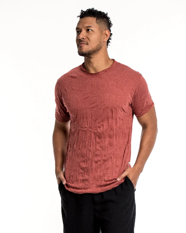 Price Reduction Mens Solid Color T-Shirt in Brick